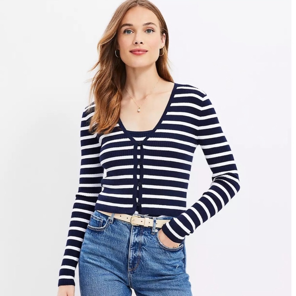 EUC LOFT Soft Ribbed Button Down Sweater and Tank
